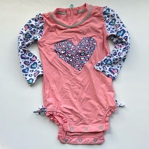 Hatley Cheetah Hearts Rashguard Swimsuit